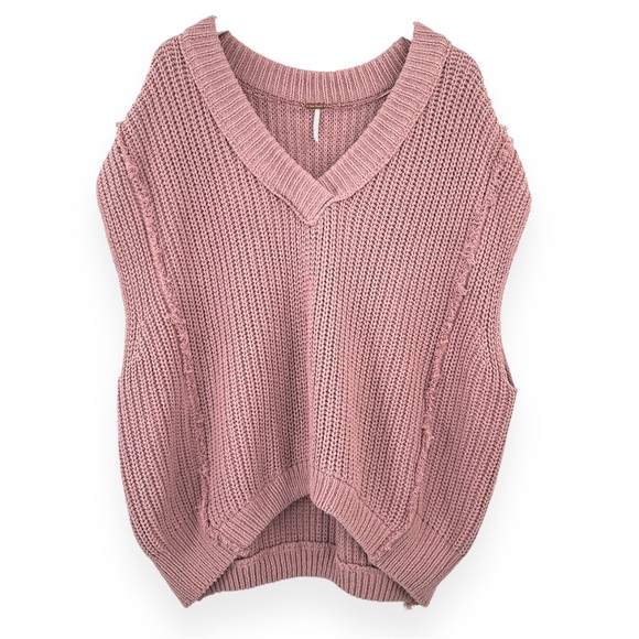Free People Sweaters - Free People Pink Oversized Sleeveless Knit Sweater Tunic sz XS